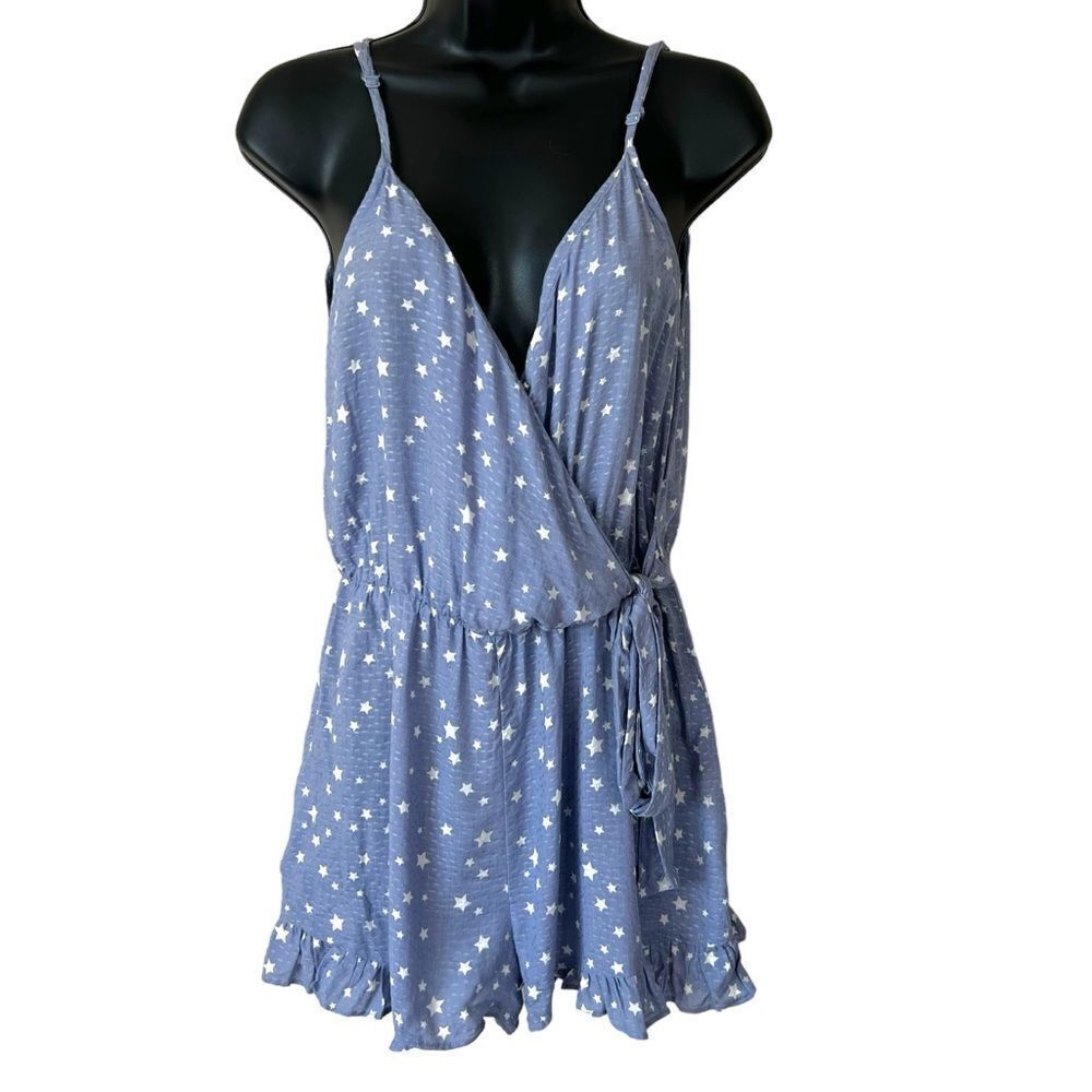 Sadie & Sage Periwinkle Star Print Tie Romper